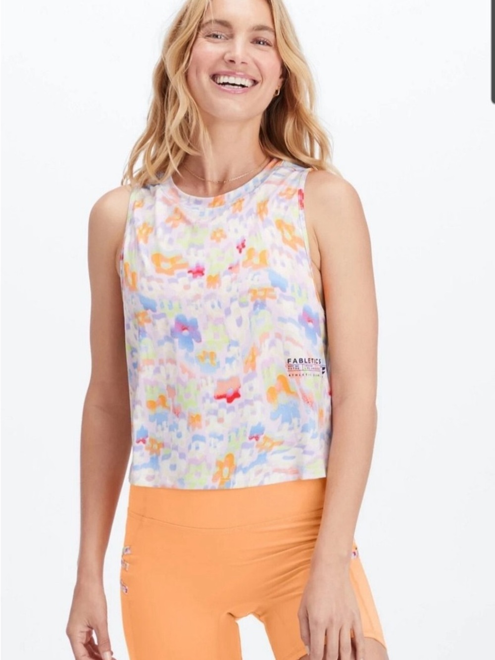 Fabletics Multicolor Floral Cropped Tank Top